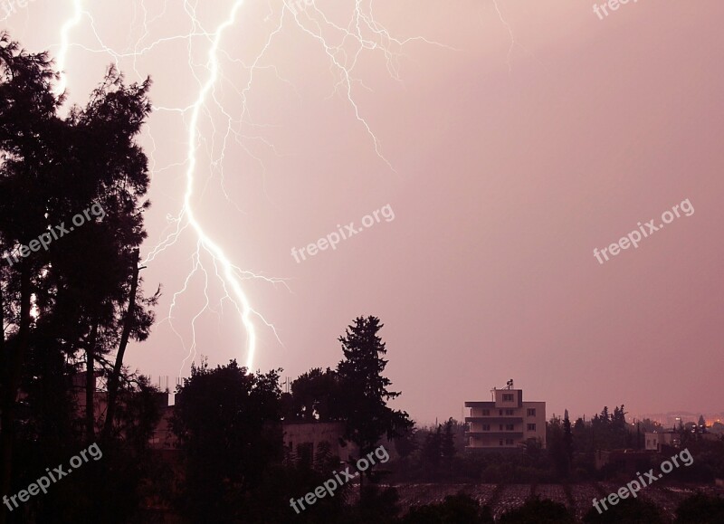 Lightning Night Thunder Light Rain