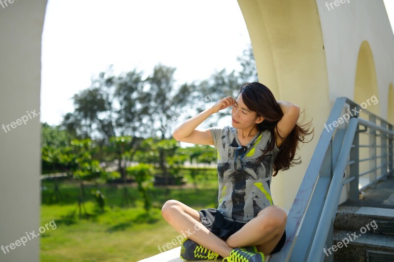 Travel Asian Woman Wind Blowing Free Photos