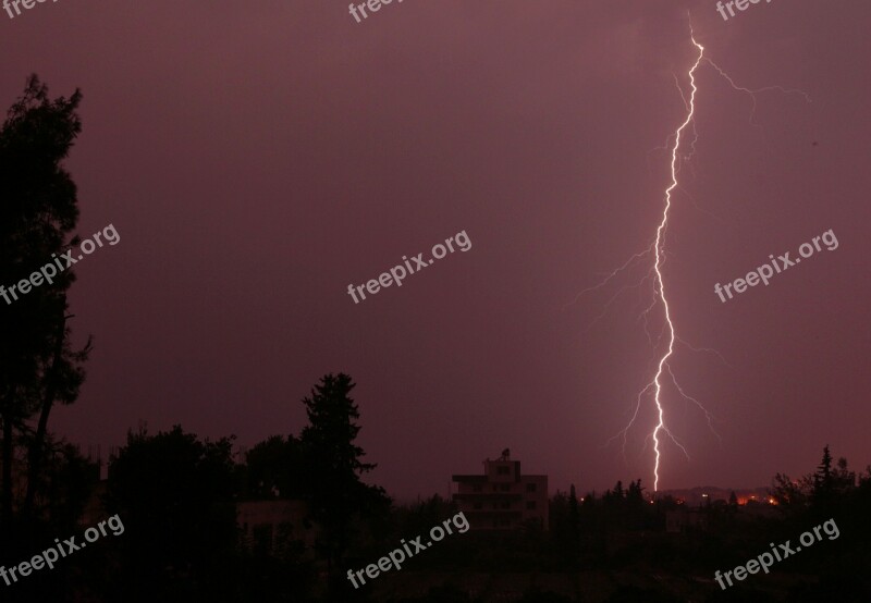 Lightning Night Thunder Light Rain