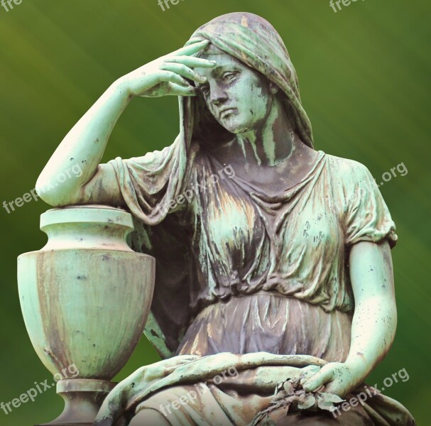 Statue Copper Cup Woman Beautiful