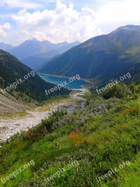 Dam Alpine Reservoir Mountains Alpine Lake