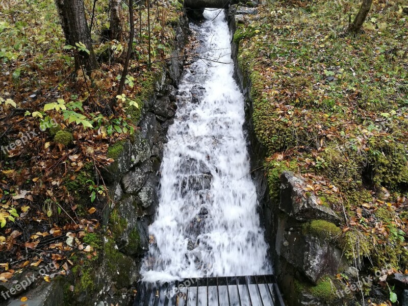 Autumn Norway Waterfall The Nature Of The Water