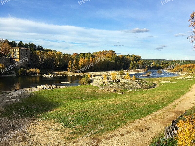 Pont Du Gard Rivers Landscape Gard France