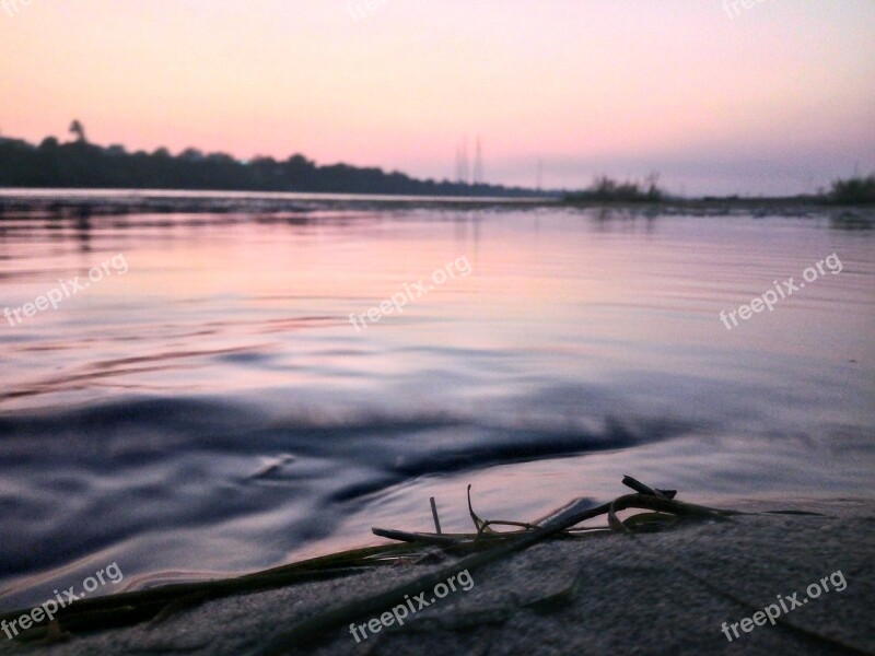 Water River Sunset Sunrise Clouds