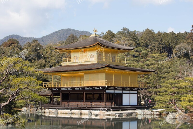 Japan Temple Of The Golden Pavilion Kyoto Free Photos