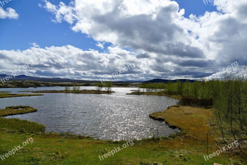 Iceland Pingvellir Landscape Nature Water