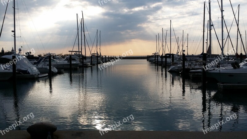 Sun Rise Boats Harbor Free Photos