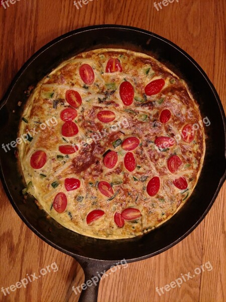 Frittata Eggs Cast Iron Skillet Food