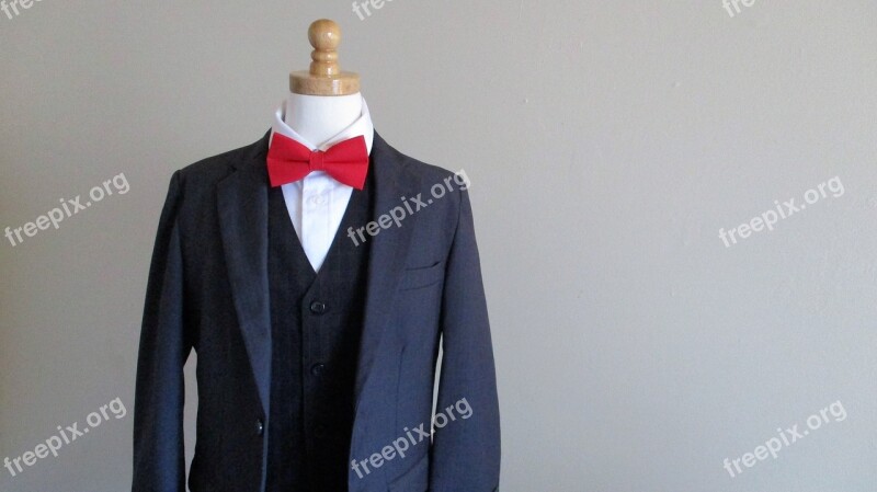 Red Bow Tie Blue Suit Bowtie Formal Business