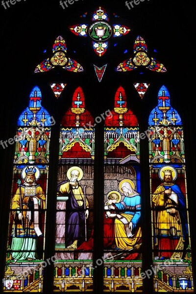 Stained Glass Windows Colors Church Religion Heritage