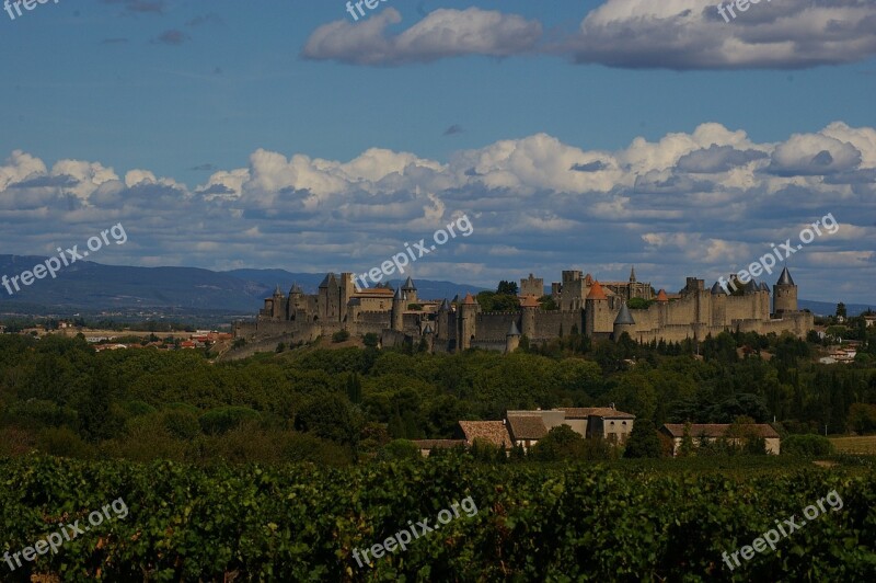 Carcassonne Cloudiness Landscape Castle France