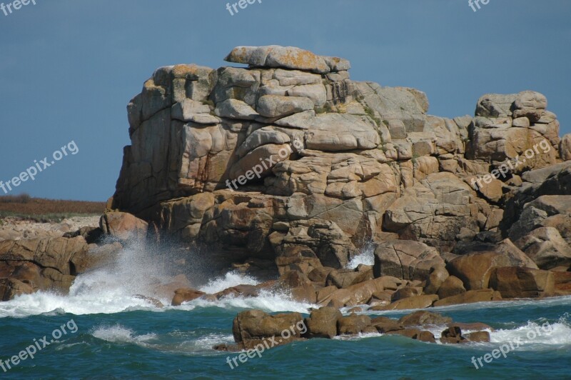 Brittany Sea Spray Rock Coast