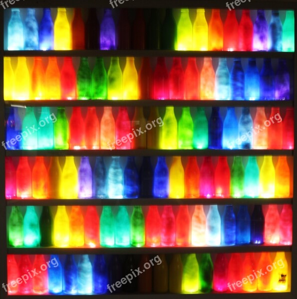 Bottles Art Object Light Installation Free Photos