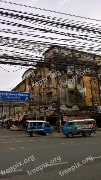 Thailand Street Electricity Cables Tuk Tuk