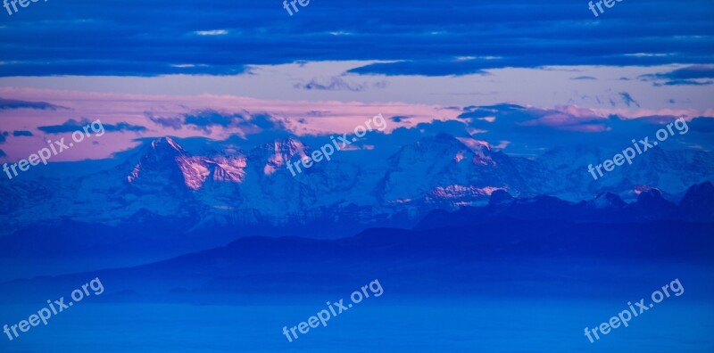 Mountain Landscape Alps Fog Clouds