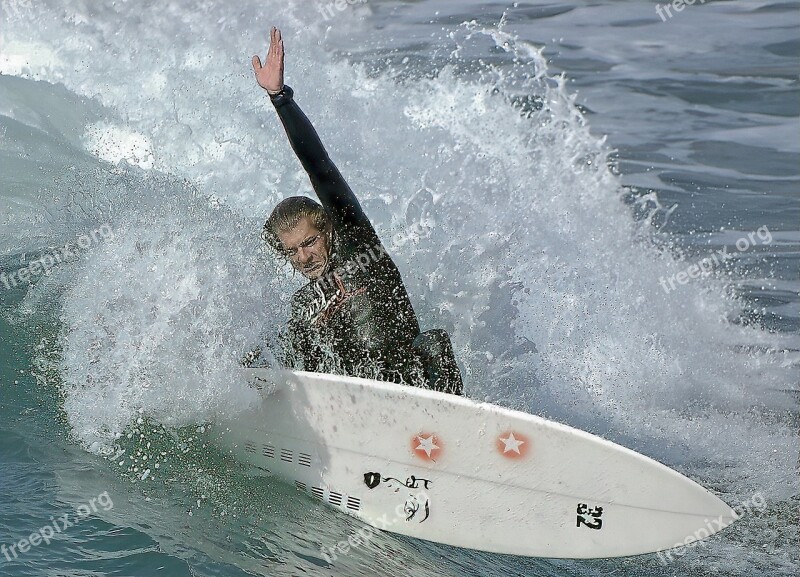 Surfer Surfing Surf Ocean Sea