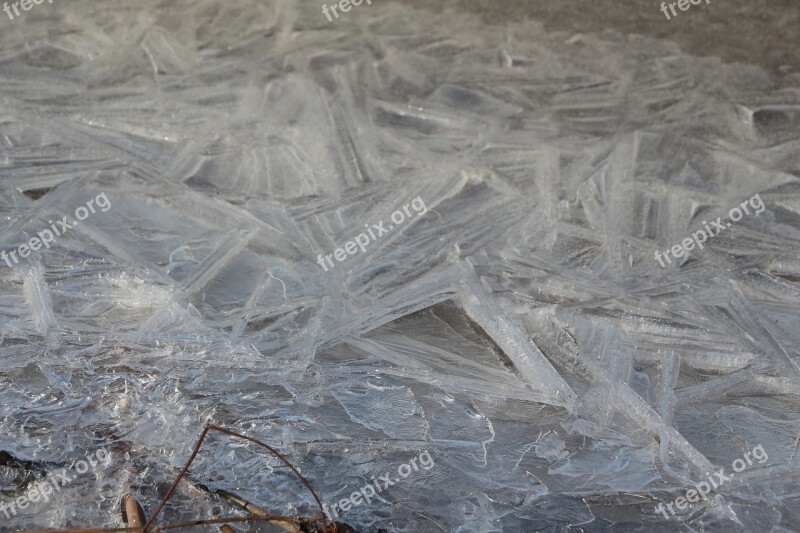 Ice Crystals Frozen Water Winter Lake Frozen Pond