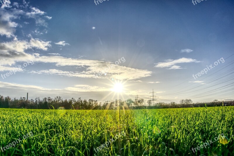 Sun Backlighting Dazzling Star Sky Clouds