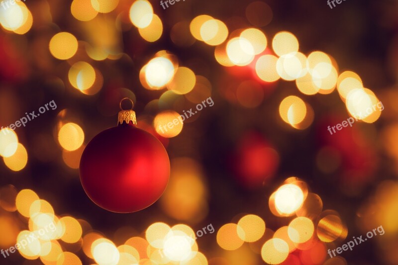 Christmas Tree Christmas Bauble Christmas Bokeh Red