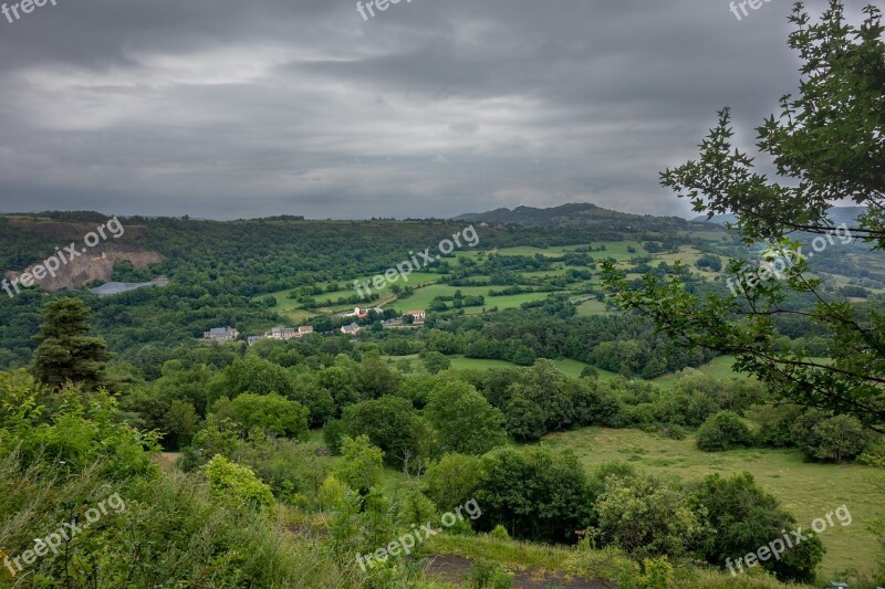 Auvergne Landscape Green Hill Nature