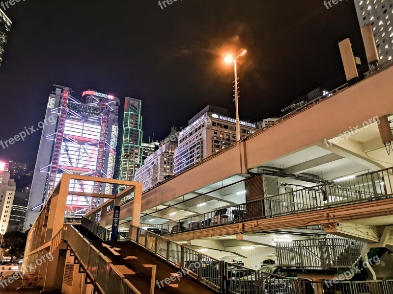 Central Hong Kong Night Street View