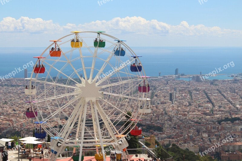 Tibidabo Views Landscape Noria Barcelona