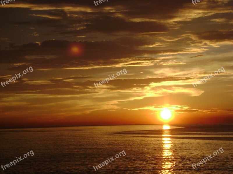 Sunset Sun Sea Nature Motivation