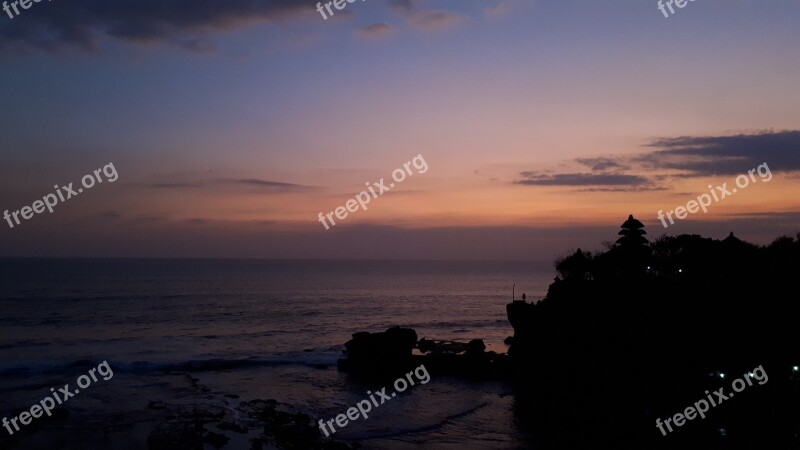 Tanah Lot Indonesia Sunset Hindu Water