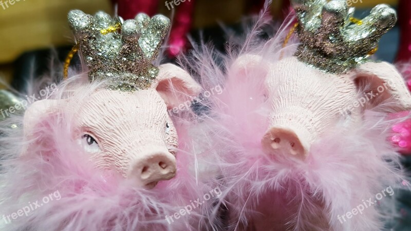 Pig Crown Feather Boa Pink Deco