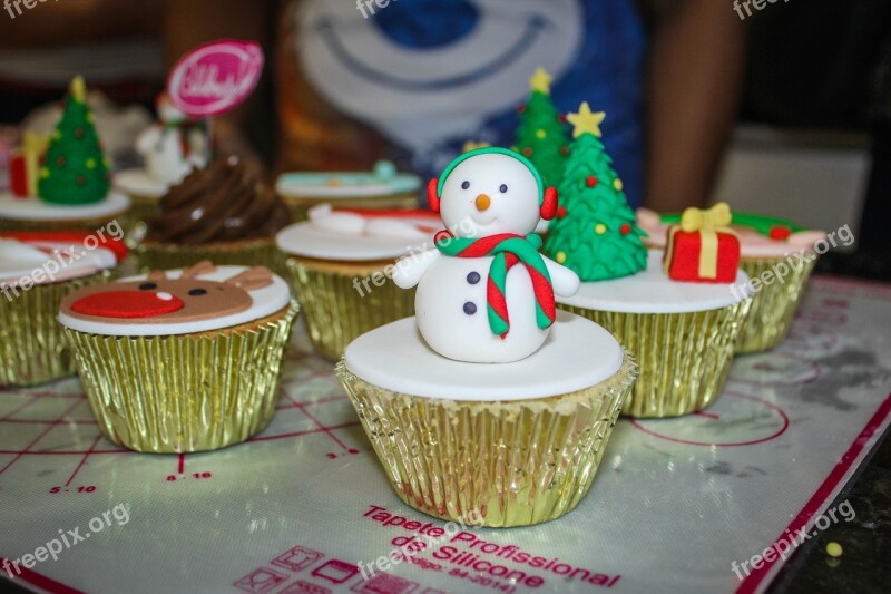 Cupcake Snowman Snow Confectionery Celebration