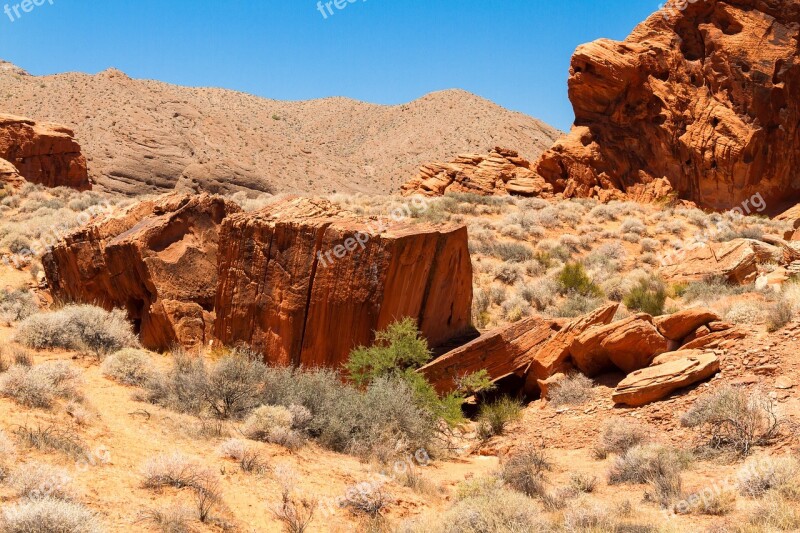 Desert Rocks Red Landscape Drought