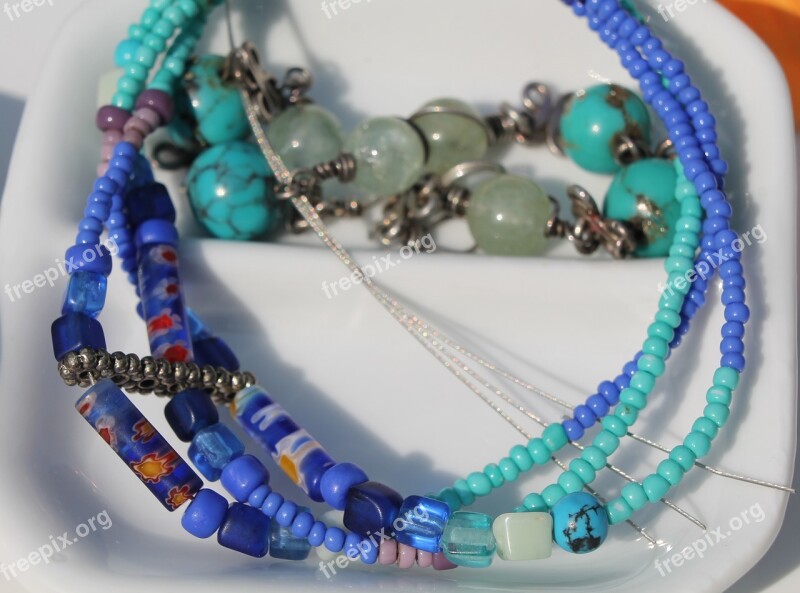 Art Craft Beads Necklace Blue