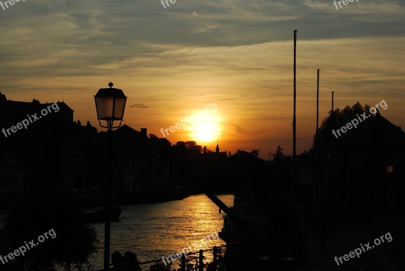 Bamberg River Sunset Evening Loading Crane