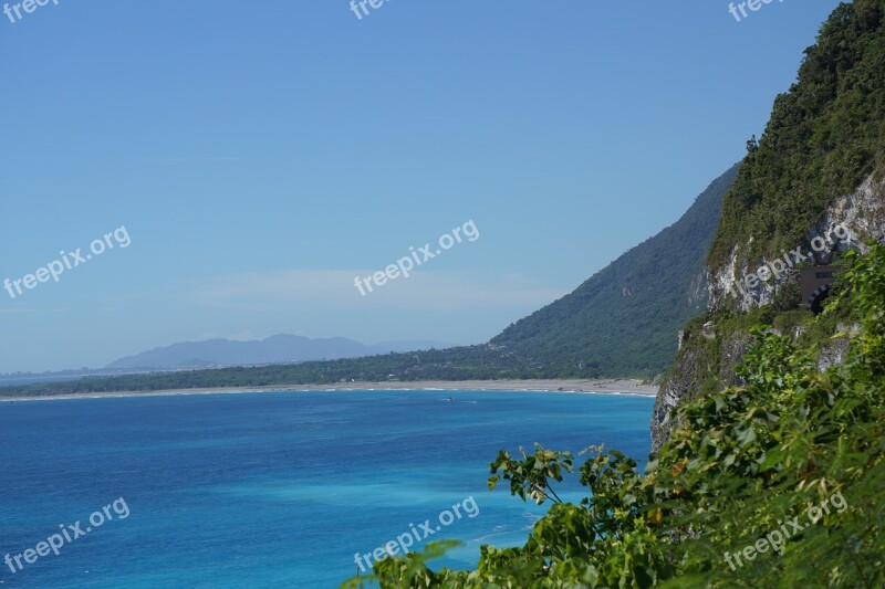 Ocean Mountain Green Blue Landscape