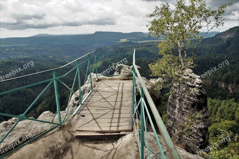 View Bridge Railing Footbridge Czech Switzerland