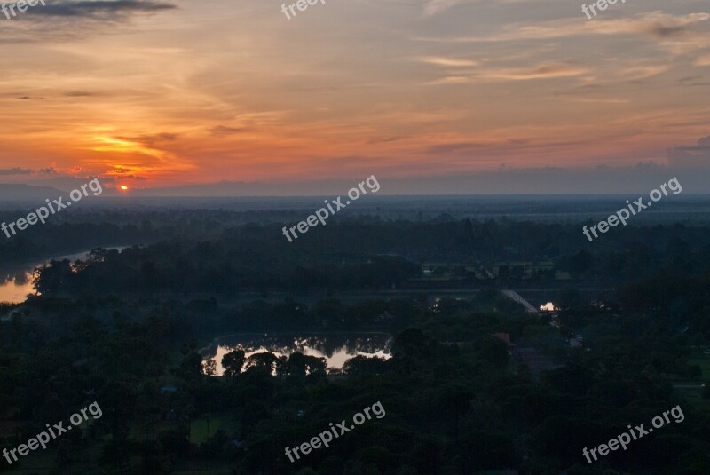 Angkor Wat Temple Complex Sunset Cambodia Siam