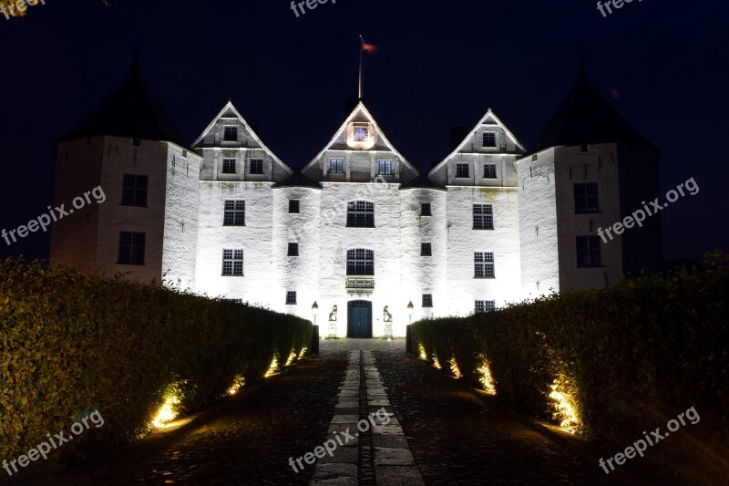 Moated Castle Glücksburg Mecklenburg Building Night Photograph