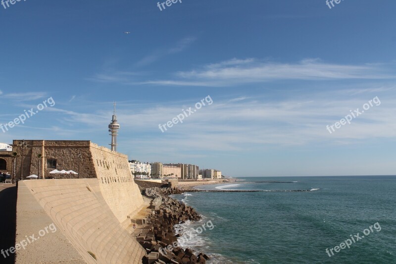 Cadiz Ocean Fortress Quay Wall Free Photos