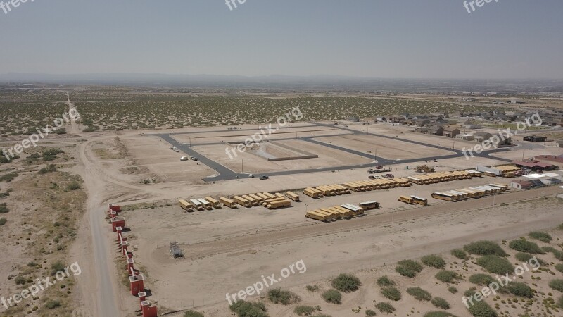 Desert Bus School Bus Landscape Drone