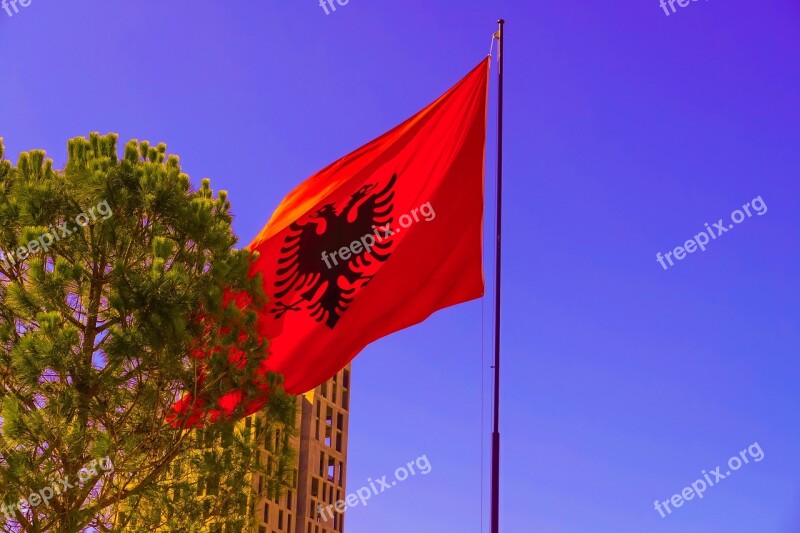 Albanian Flag Tirana Free Photos