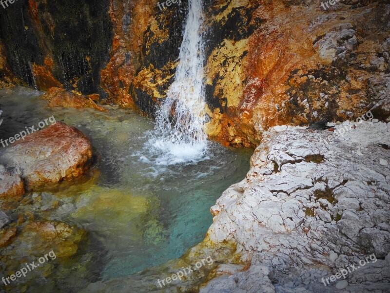 Waterfall Gumpe Colorful Stone Mountain Source Water