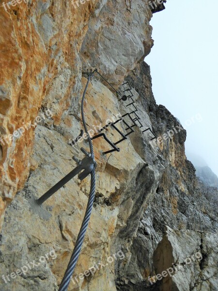 Rock Climbing Perpendicular Dolomites Rock Wall