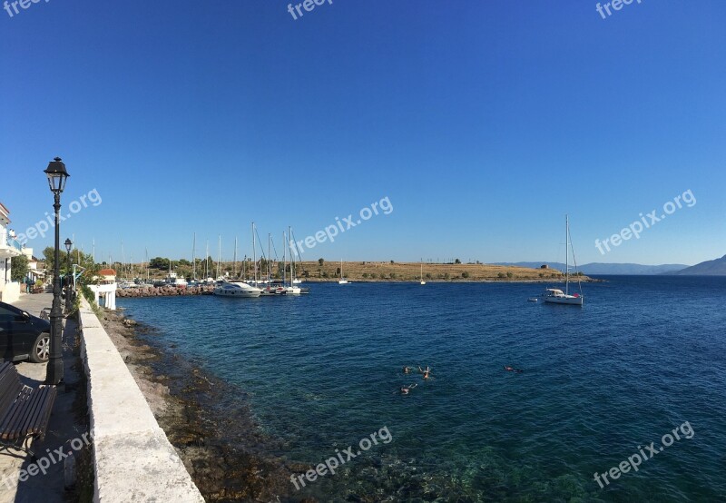 Port Greece Greek Port Blue Sky Water