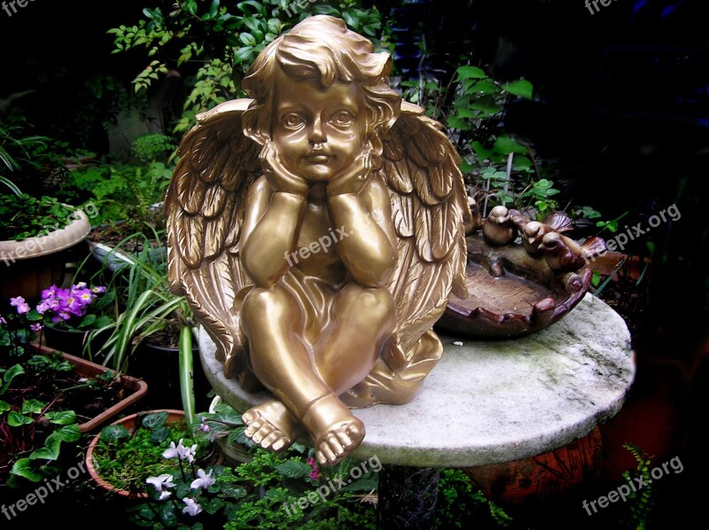 Cherub Statue Garden Free Photos