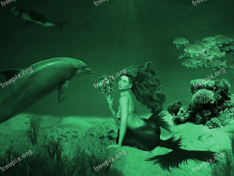 Fantasy Mermaid Photomontage Atmospheric Free Photos