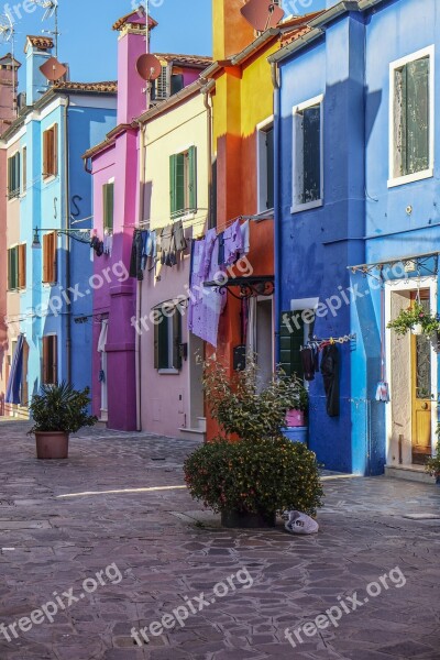 Burano Colored Houses Colorful Village Island