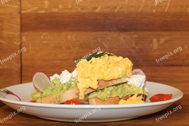 Food Restaurant Breakfast Scrambled Eggs Avocado