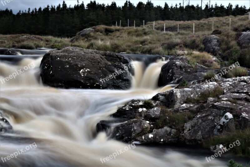 Waterfall Black White Water Waters Water Power