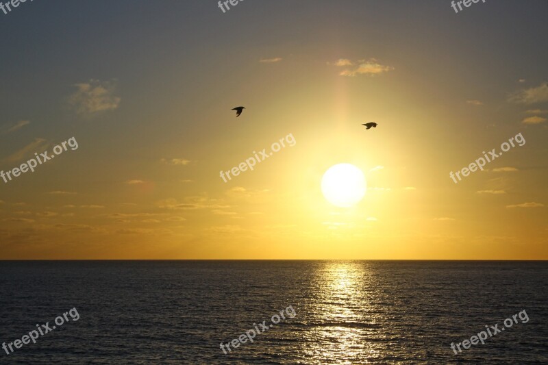 Sunset Cornwall Sea Sky Coast