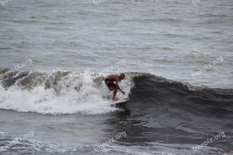 Surfing Onda Sea Winter Sea Beach